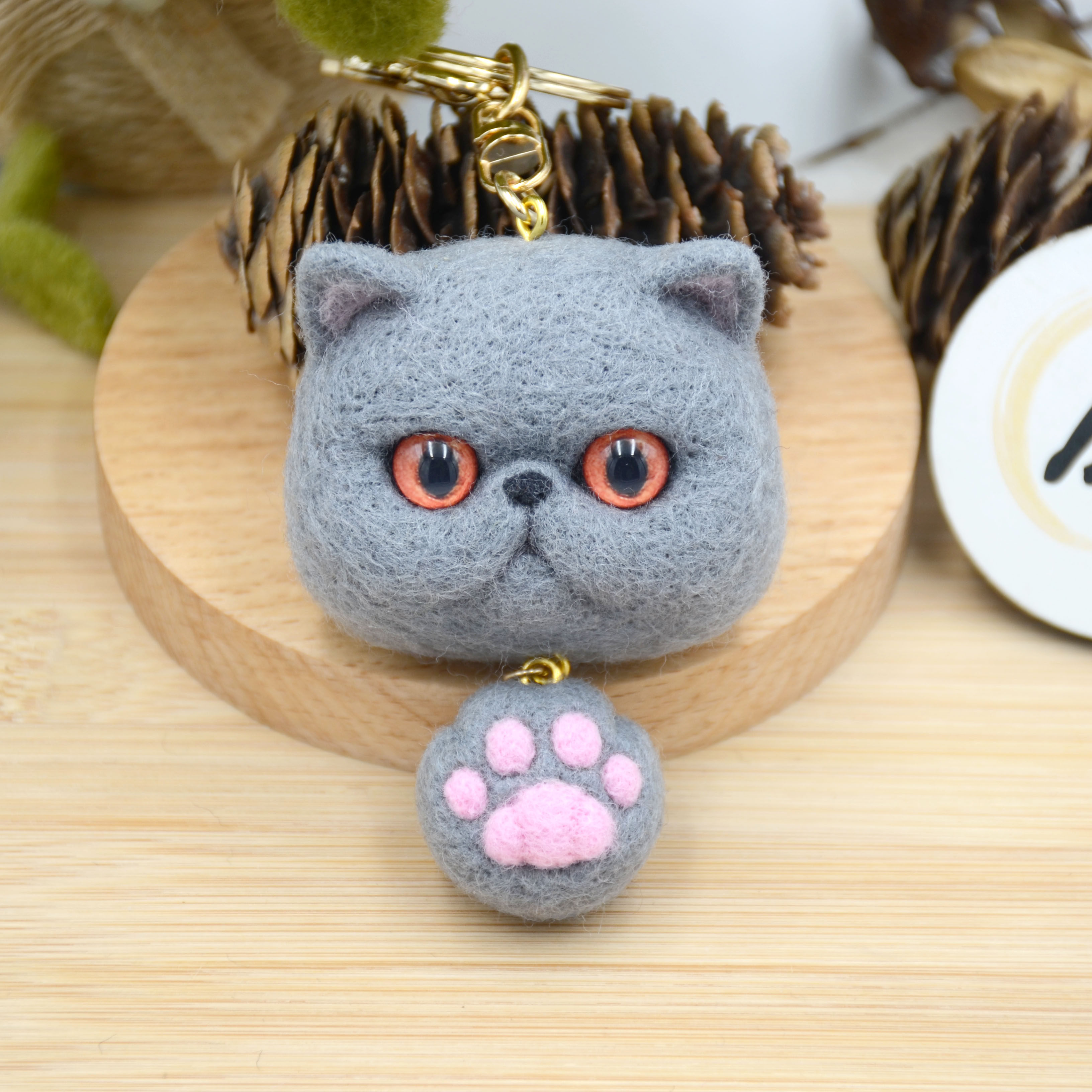 软萌猫咪汽车钥匙扣可爱卡通毛绒韩国钥匙挂件书包挂饰网红少女心