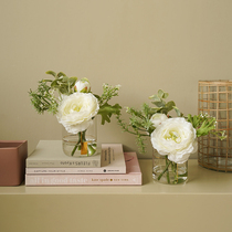 ladylike mini Dew lotus flower artificial flower decoration table flower set up fake water Glass Vase ornaments