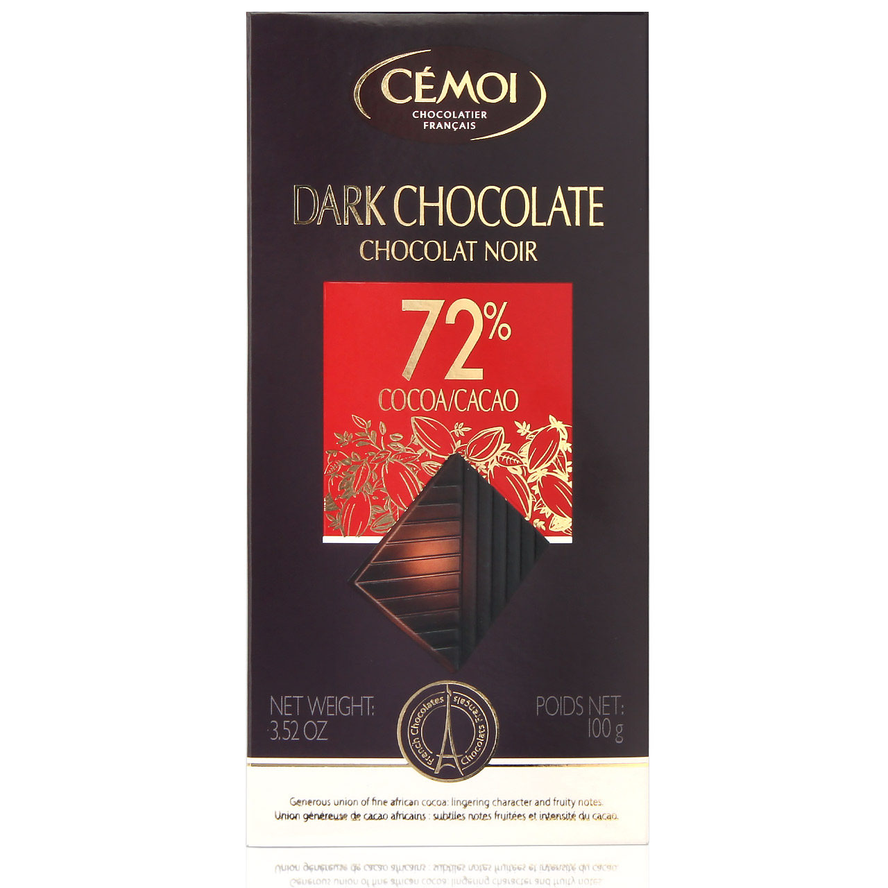 法国进口cemoi赛梦72%/85%黑巧克力排块100g 纯可可脂零食礼物