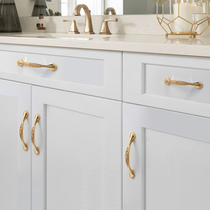 Nordic light extravagant antique bright gold zinc alloy cabinet wardrobe cabinet door handle new Chinese bronze color single-hole small handle