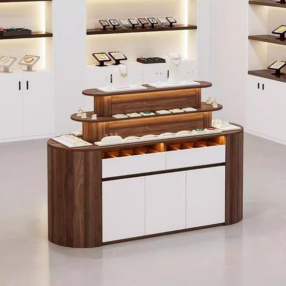 Solid wood jewelry store arc double-sided Zhongdao cabinet display cabinet Zhongdao Shuishingtai Supermarket skin care product display table custom
Solid wood jewelry store arc double-sided Zhongdao cabinet display cabinet Zhongdao Shuishingtai Supermarket skin care product display table custom