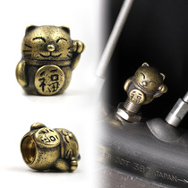 Retro brass Lucky Cat valve cover Japanese Harley Indian tire universal valve core motorcycle mouth cap