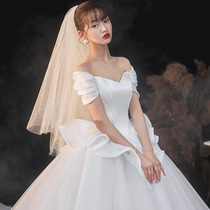 The new wedding dress 2023 shoulder-long-litted bride Mori is a super fairy dream and a simple girl