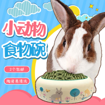 2-piece Bear rainbow food bowl Chinchilla Hamster Rabbit Guinea Pig Anti-flip ceramic semi-dome divider food bowl