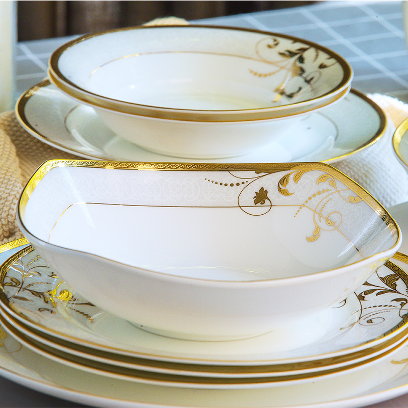 Jingdezhen dishes suit household ipads porcelain tableware suit north European style bowl chopsticks combination fashion simple Chinese dishes