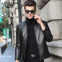 Haining mens mink liner leather jacket short stand-up collar mink coat Goat leather jacket Fur one-piece jacket