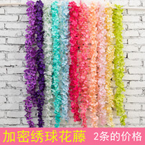 Simulation Hydrangea rattan cherry blossom Violet belly hanging orchid wall-mounted flower wisteria vines wedding decoration silk flower