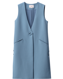 愛馬仕喜馬拉雅金扣 尚都比拉2020夏季無袖短外套西裝領一粒扣修身OL時尚優雅開衫馬夾 愛馬仕