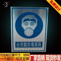 Must wear gas masks 30x40 instruction Flags Dangerous goods Safety warning signs Billboard signage aluminium plates