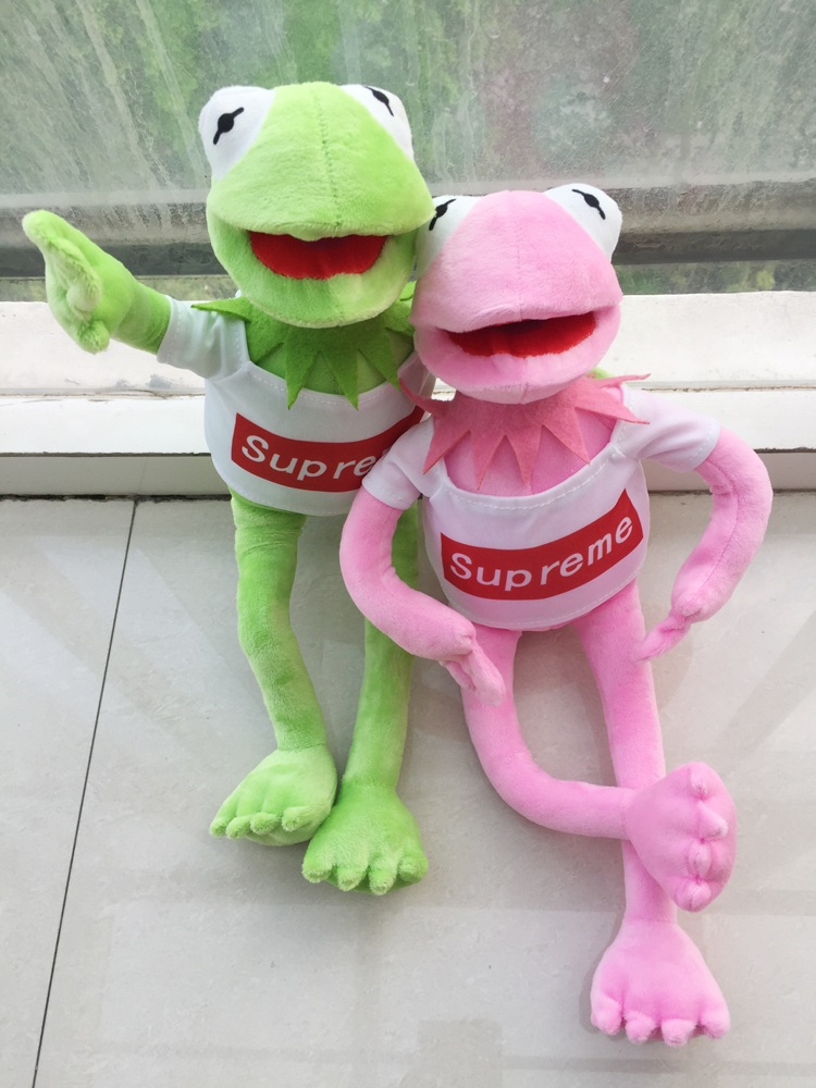 创意supreme青蛙公仔芝麻街科密特青蛙kermit 科米蛙毛绒玩具娃娃
