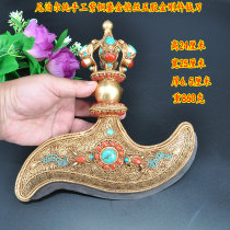 Airline mother tantric instruments Nepal pure handmade red copper gilt silk five-strand Vajra knife high 24cm