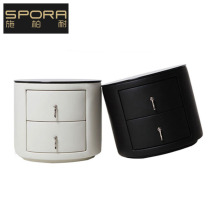 Simple modern round bedside table Glass chest of drawers Locker bucket cabinet round cabinet leather art