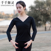 Dance practice kung fashion body costume tight-fitting dance costume adult woman long sleeve short black