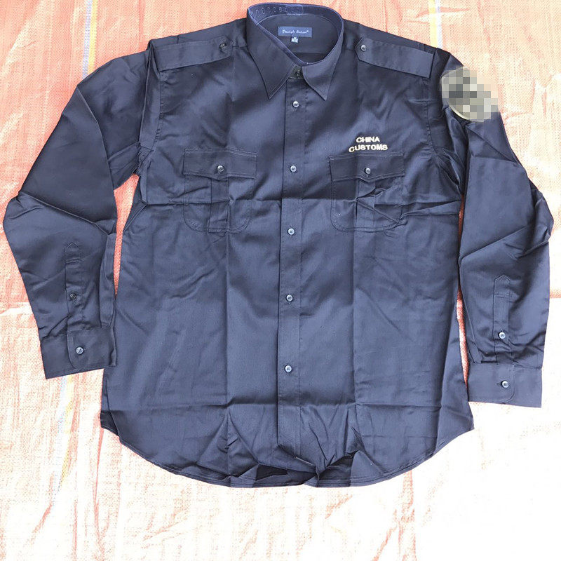 正品特价 海关长袖衬衣 藏青色衬衣 潮流时尚衬衣 带标志 工作