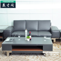 Guangdong Office Sofa Nordic Fashion President Office Will Guest Reception Real Leather Sofa Tea Table Combination Light Extravagant