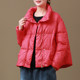 Wood stained bread produced literary wild white duck suit jacket female loose large size casual short down jacket collar Wood stained bread produced literary wild white duck suit jacket female loose large size casual short down jacket collar