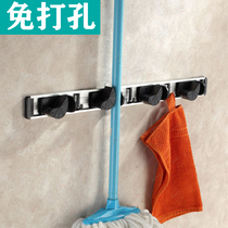 Mop rack Punch-free strong hook pylons tarpaulin balcony storage broom card holder Mop clip hanging mop artifact