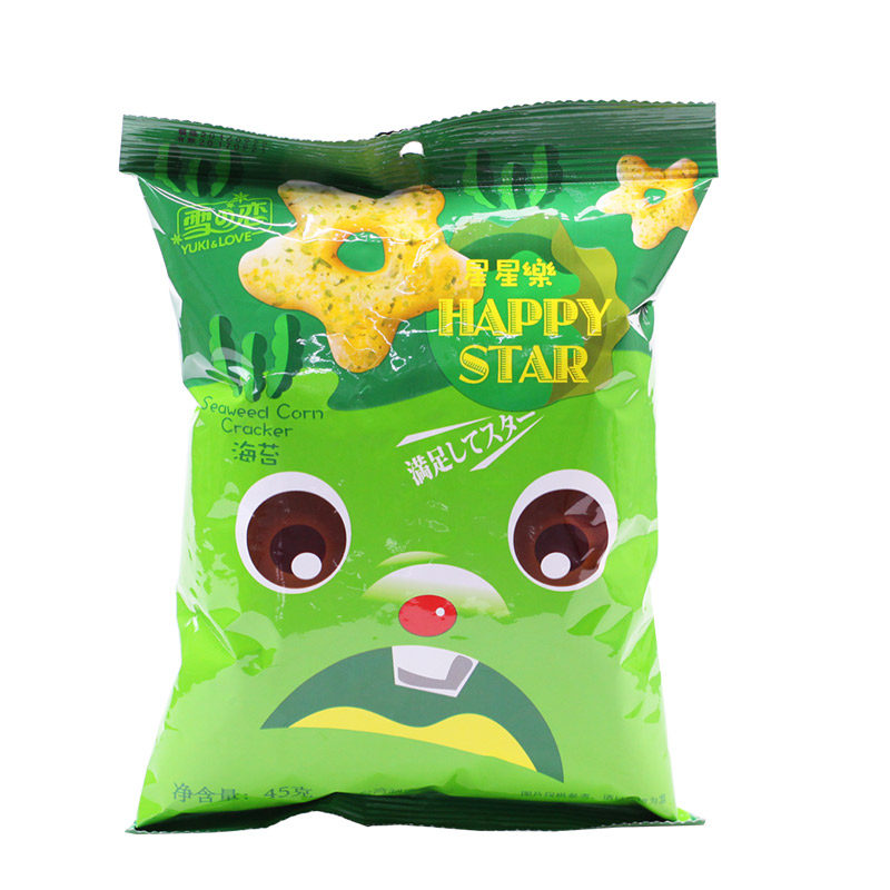 雪之恋星星乐甜甜圈45g*5包 台湾进口零食膨化食品巧克力味海苔味