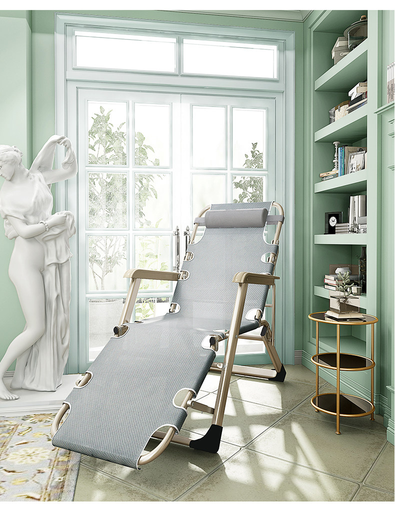 索乐折叠躺椅午休午睡床椅子靠背懒人便携椅沙滩家用多功能秋冬季