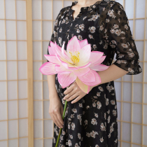 Logia simulation lotus lotus leaf lotus dance props for Chinese style living room to ground decorative fake flower bud silk bouquet