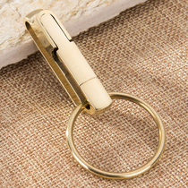 Handmade Brass Keychain Brass Waist Hanging Belt Buckle Wear Belt Integrated Polished Ring Detachable
