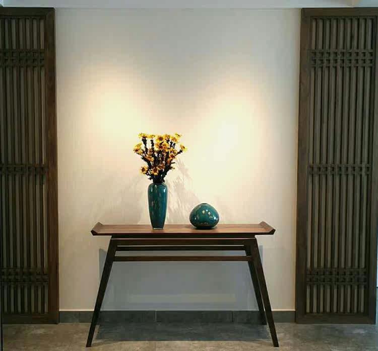 北美黑胡桃木玄关桌北欧实木玄关台案桌原木玄关柜简约现代玄关台