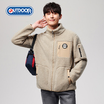 OUTDOOR new 2020 autumn and winter lamb cashmere collar coat men wide loose version plus fleece jacket fleece coat