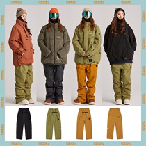 2122USS2 Korean ski pants male and female single double board waterproof windproof abrasion resistant and mast easy straight drum pants