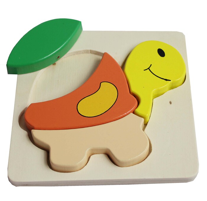 木制儿童玩具 4片乌龟拼图 立体益智拼图 拼板 动物拼图 益智玩具