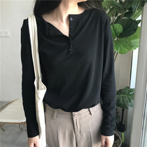 2021 summer Korean version of the students new bottoming shirt top loose thin thread solid color long sleeve T-shirt womens trend