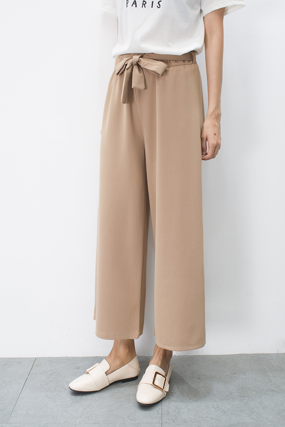 实拍实价春夏新款女九分阔腿裤高腰显瘦休闲宽腿裤chic宽松阔脚裤