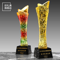 Crystal trophy Color trophy custom party business award souvenir sales champion popularity trophy lettering