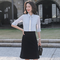 White shirt women's mid sleeve occupation spring summer 2020 new interview work clothes Korean style design sense miniature trendy tops