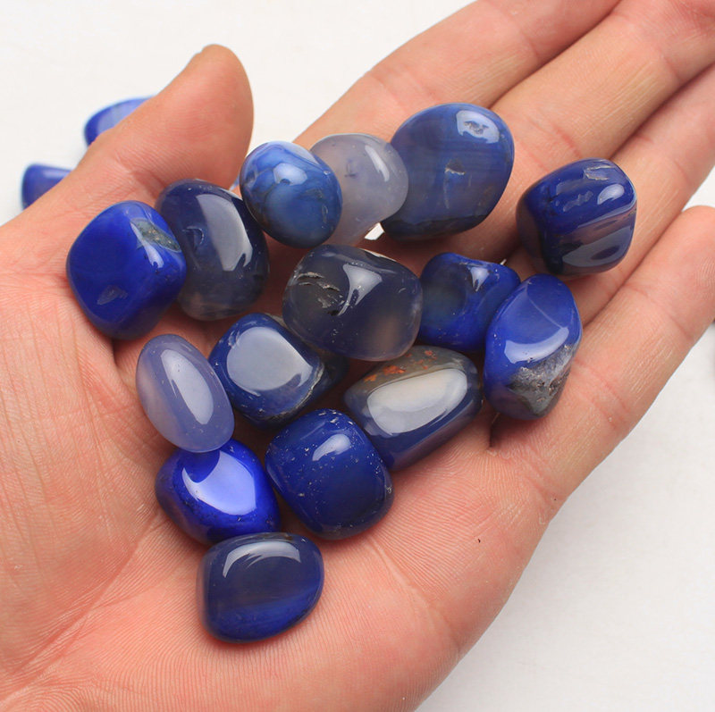 如鸿水晶原石蓝色玛瑙碎石大颗粒摆件鱼缸石小石子盆栽装饰雨花石