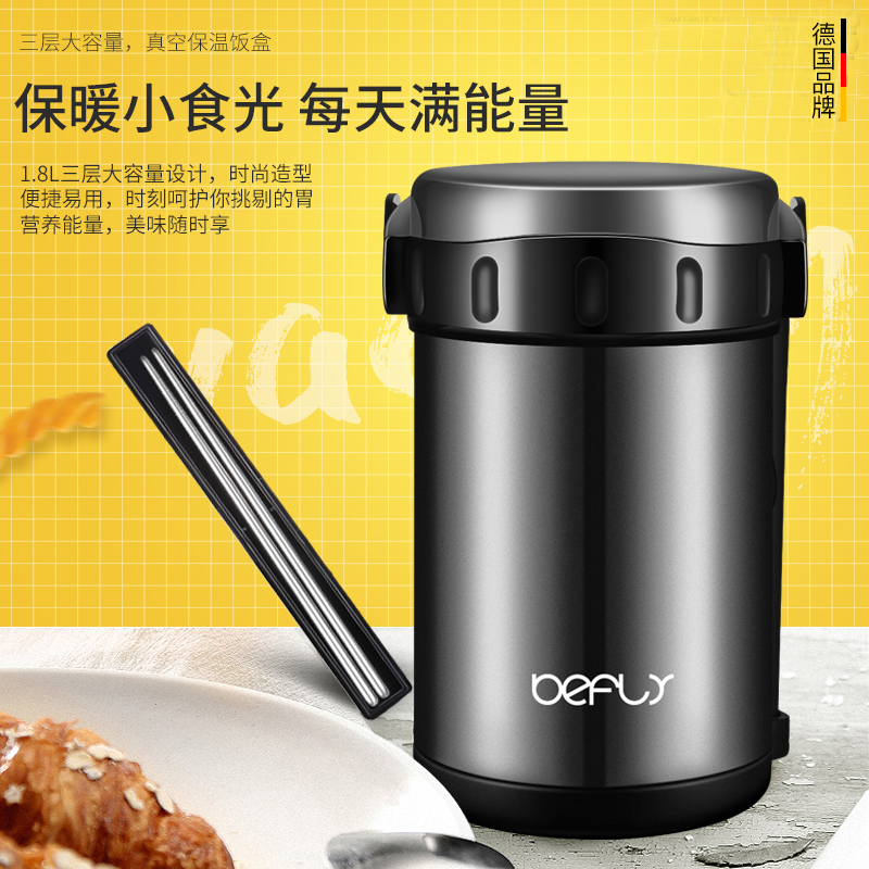 super insulated lunch box, extra long insulated barrel, 12/24 hours, student office worker, portable household stainless steel multi-layer 1 person