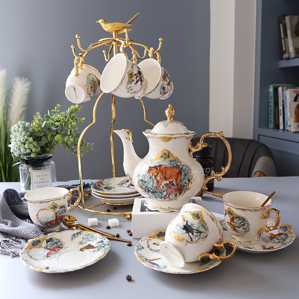 ins英式整套咖啡具欧式创意家用花茶下午茶陶瓷茶具套装咖啡杯...