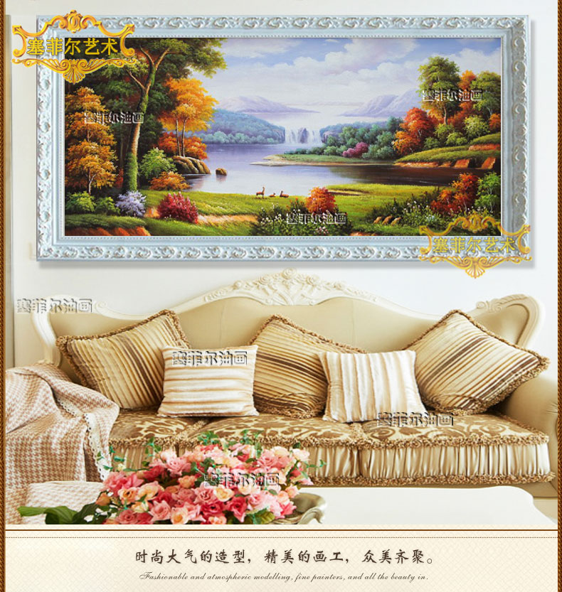 风景油画手绘欧式客厅装饰画玄关风水餐厅山水壁画挂画三只小鹿_观赏网 风景油画手绘欧式客厅装饰画玄关风水餐厅山水壁画挂画三只小鹿