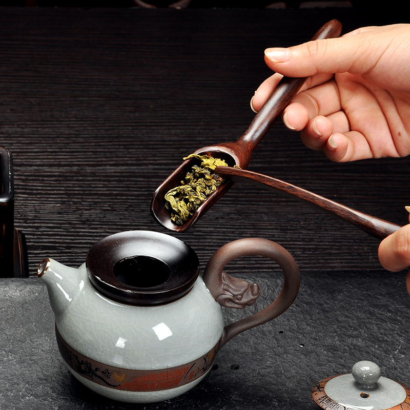 Howe cheung kung fu tea accessories square hollow out the tea taking with long cup mat ebony wood tea six gentleman 's suit