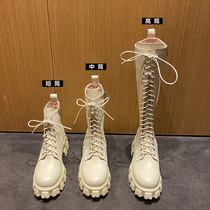 Yuan circle Martin boots female summer thin black lace-up British style short boots locomotive thick-soled leather short boots tide