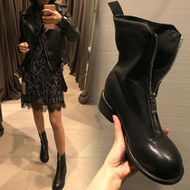 guidi front zipper leather boots Inner height ghosts Emperor midboot boots flat heels old Martin boots female autumn and winter