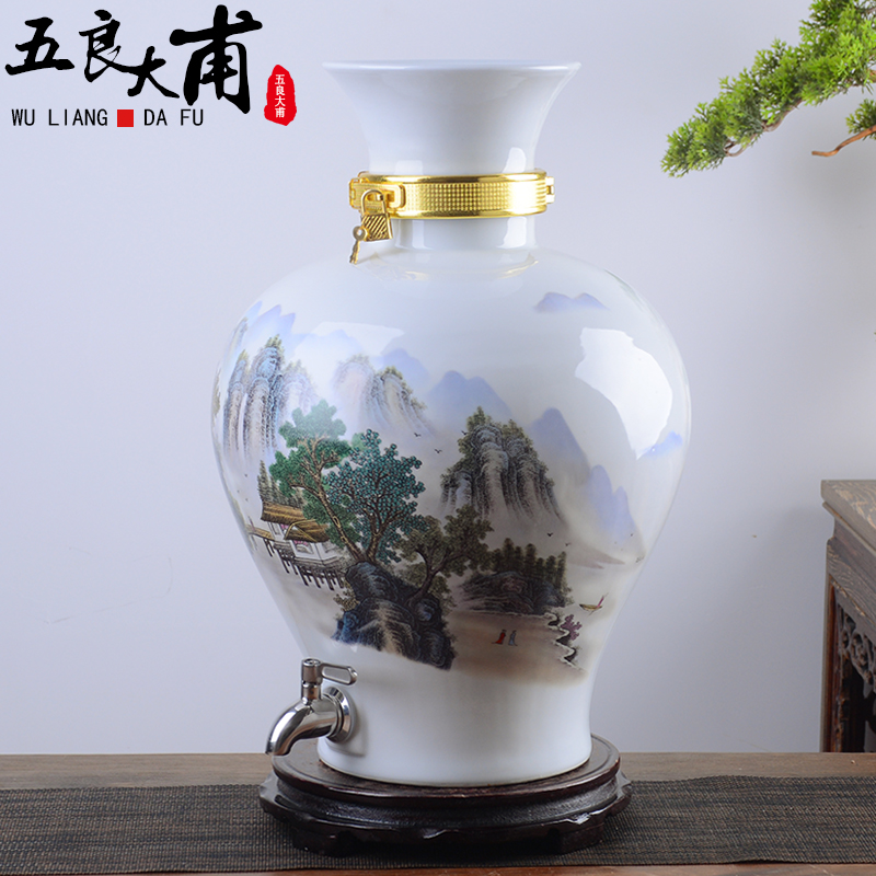 Jingdezhen ceramic jar with 10 jins 20 to 30 jins "bringing leading blank it archaize sealed mercifully wine