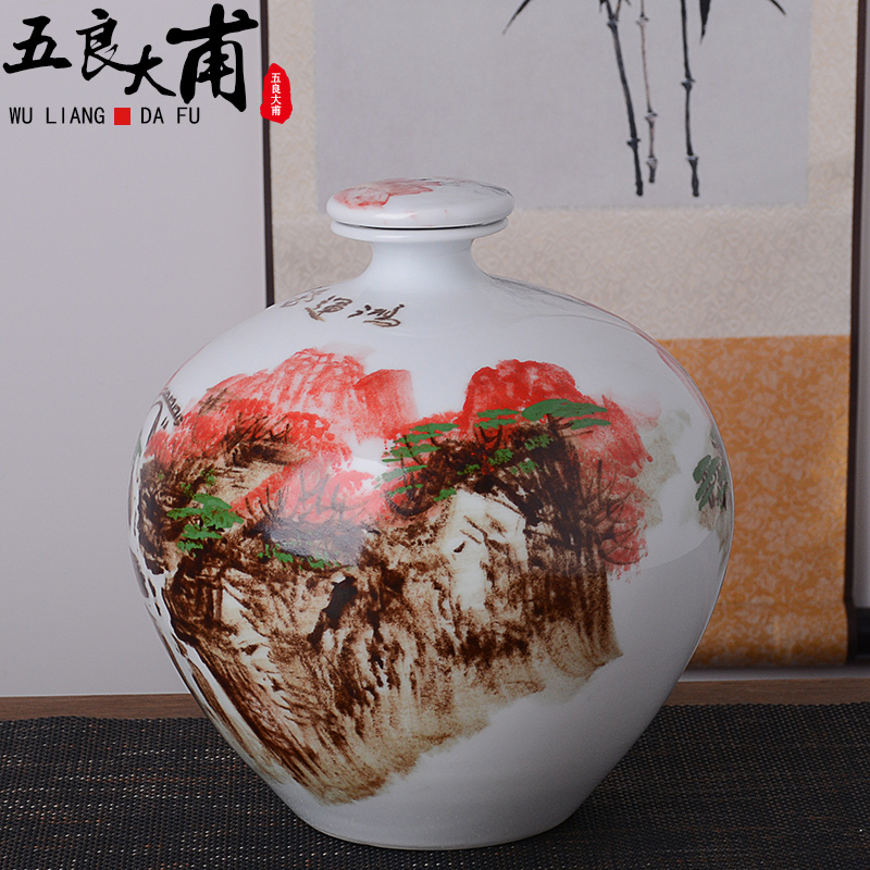 An empty bottle of jingdezhen hand - made ceramic household 15 to 5 jins of 10 jins archaize seal wine liquor jar jar