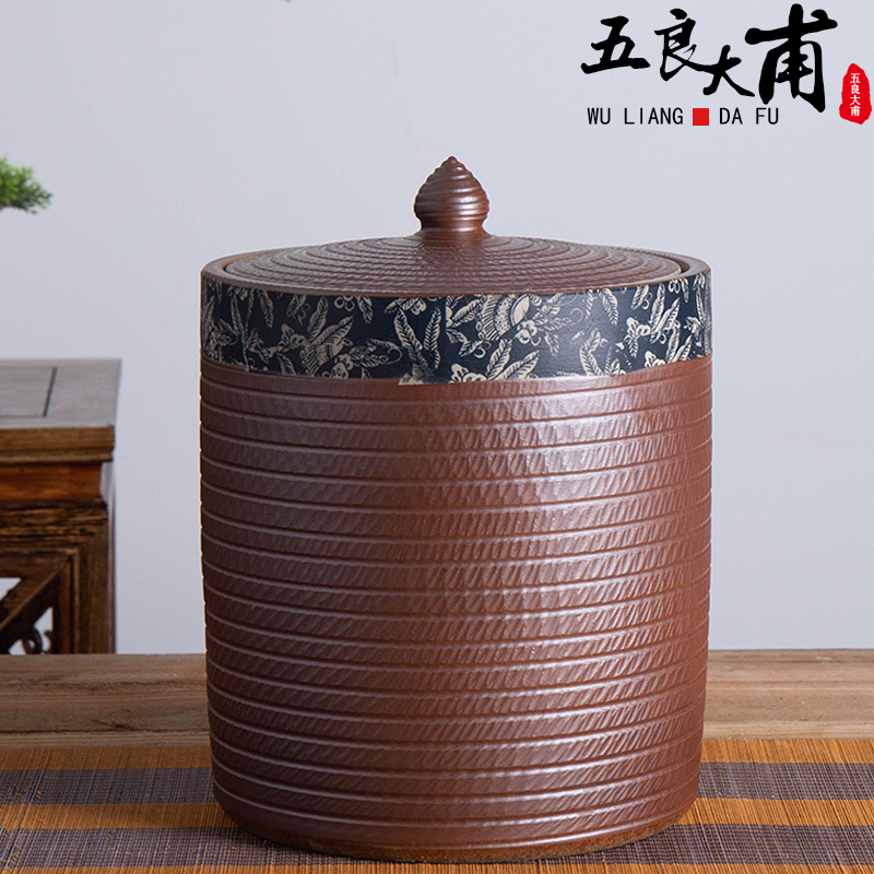 Jingdezhen ceramic barrel of flour bucket home 20 jins 50 kg 100 jins with cover insect - resistant moisture storage m as cans