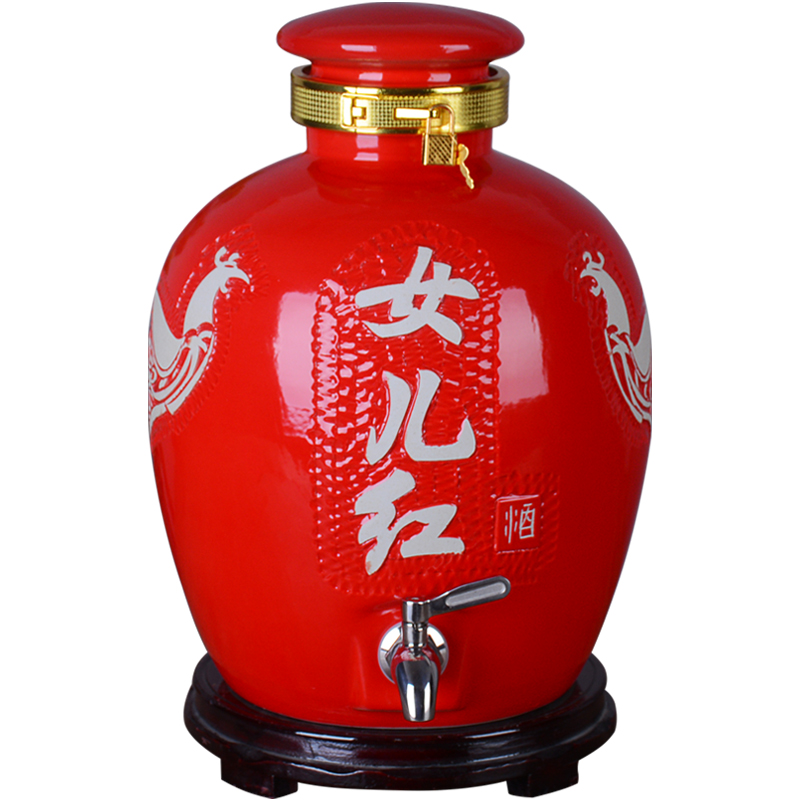 Jingdezhen ceramic terms bottle with leading domestic 10 jins 20 jins 30 jins 50 archaize wind daughters red wine VAT