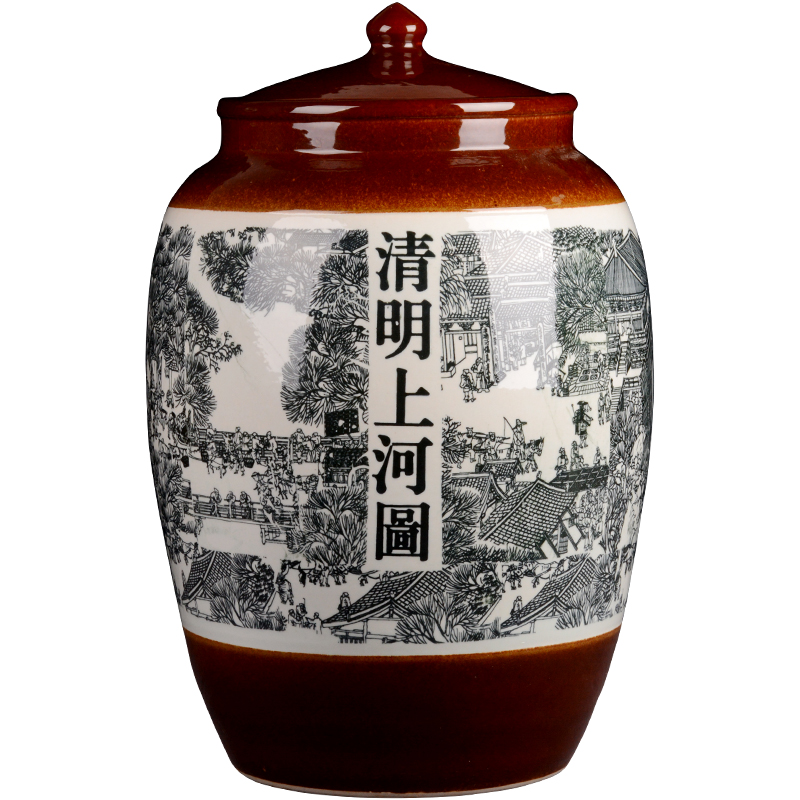 Jingdezhen ceramic jar 50 kg medicine bottle bottle lead - free hip flask it dip jugs qingming scroll