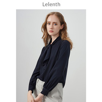 2021 Autumn New temperament slim navy chiffon shirt ladies professional commuter OL drape long sleeve shirt