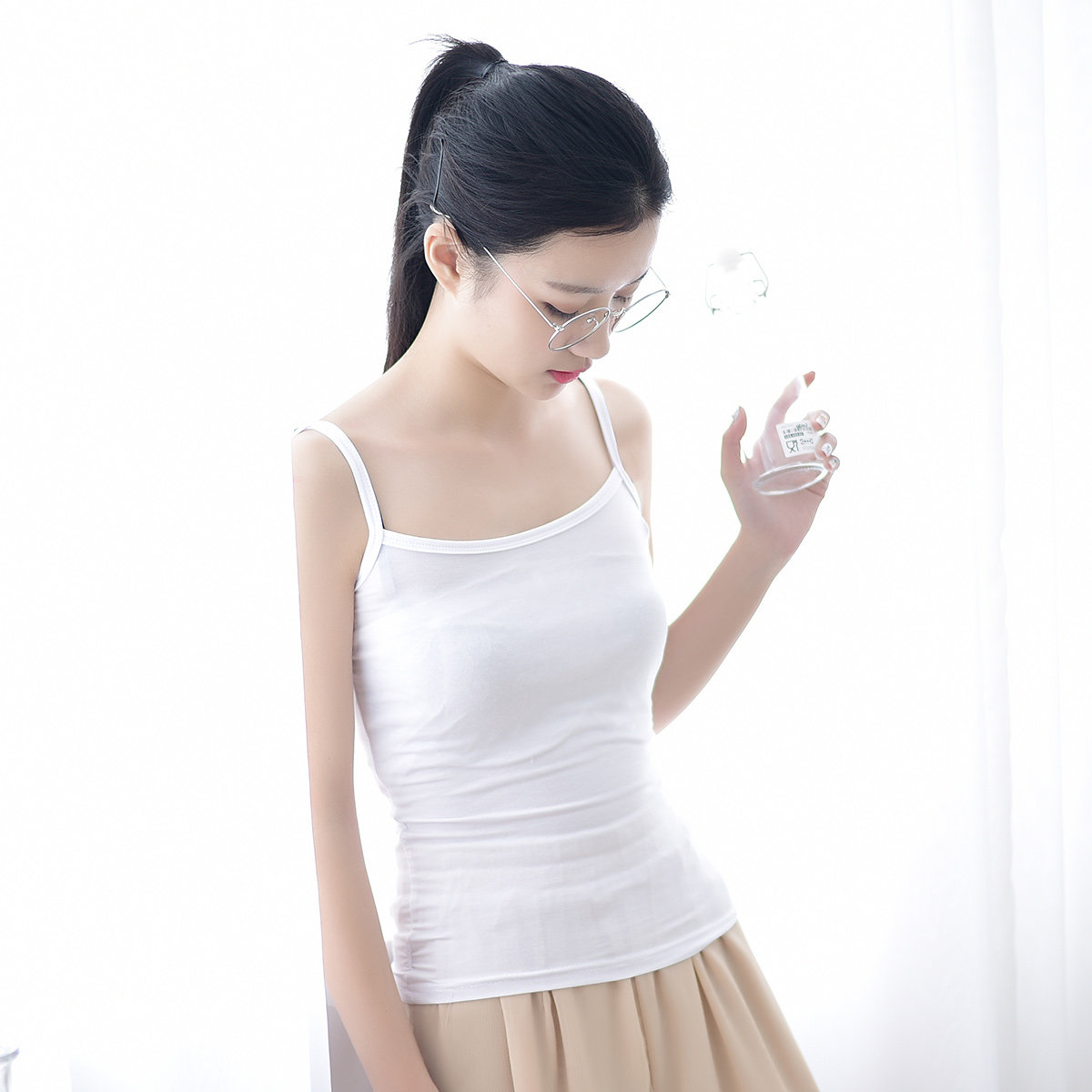 日系森女系纯棉修身打底吊带背心女装2015夏装新款百搭短款纯色