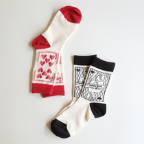 BLEU et ROSE (poker face)cartoon retro personality cotton socks all-match fashionable four seasons can be worn stockings