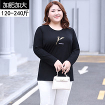 Autumn and winter New fat plus size womens T-shirt fat MM casual long sleeve covered meat knitted base shirt top 200 Jin