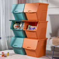 Stacked toy storage box front open household flip storage box clothes finishing box extra-large snack storage basket